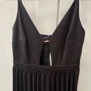 NWT- ASOS Black Pleated V-Neck Backless Dress